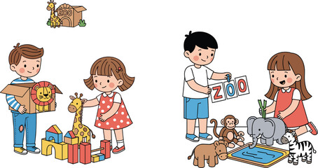 children, zoo, toys, animals, play, learning, pr