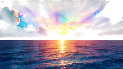 Vibrant Sunset Ocean Scene, isolated on transparent background