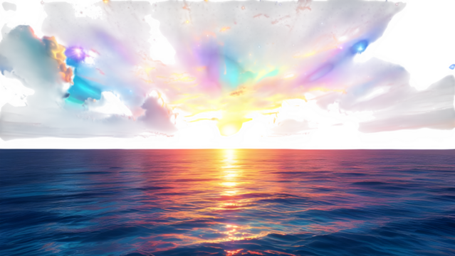 Vibrant Sunset Ocean Scene, isolated on transparent background