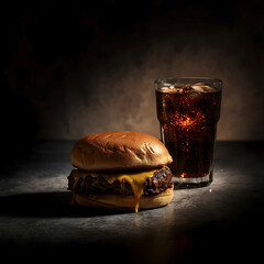 glass of cola and ice