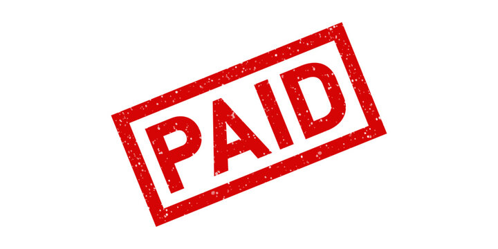 PAID Rubber Stamp Red Grunge Seal Vector Icon Distressed Payment Status Mark Financial Transaction