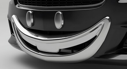 Smiling car front bumper with chrome detail artistic black and white