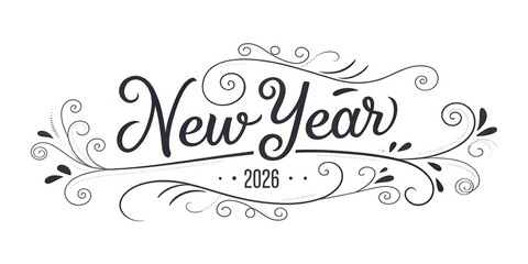 Elegant New Year 2026 Decorative Text Design