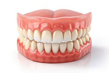 Obraz premium Full Denture Set Dental Health Isolated White Background Medical Illustration Prosthetic Teeth Oral Care