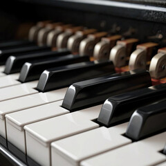 close-up of piano keys