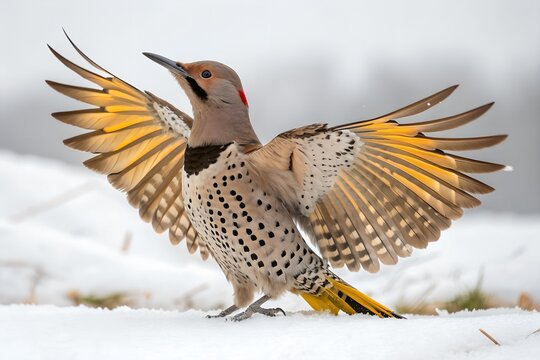 Northern Flicker Half Open Wings Isolated