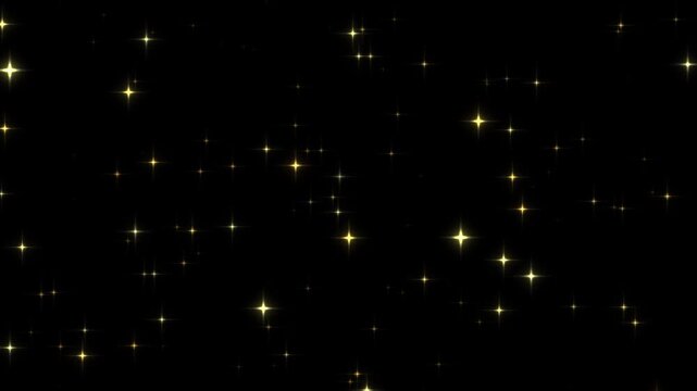 キラキラ輝く幻想的なパーティクル背景のループ動画（黄色）