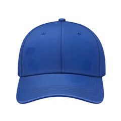 A plain blue baseball cap is shown against a white background.
