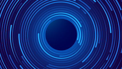 Abstract Circular Line Trails Moving in Circle. Blue Digital Business or Science Background. Medical Research or Tech Innovation Online Webinar Presentation Event. Conference or Forum Vector.