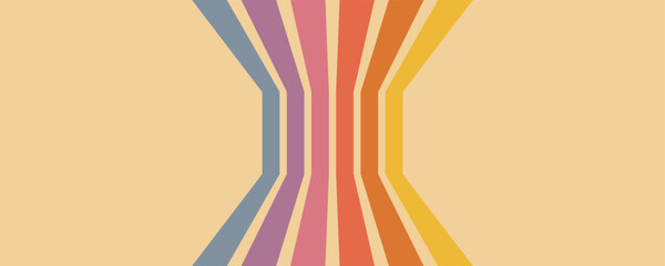 Abstract retro 70s background vector. Colorful vintage 1970 stylish wallpaper with lines, stripes, circle, dot shapes. Illustration design suitable for poster, banner, decorative, Vector