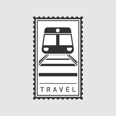 Train Travel Stamp. Vector Illustration