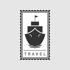 Cruise Ship Travel Stamp. Vector illustration
