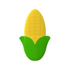 Fresh corn with green leaves, simple illustration