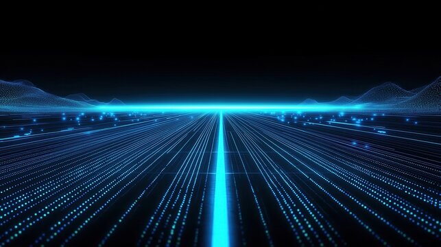 Digital Highway in a Futuristic Landscape