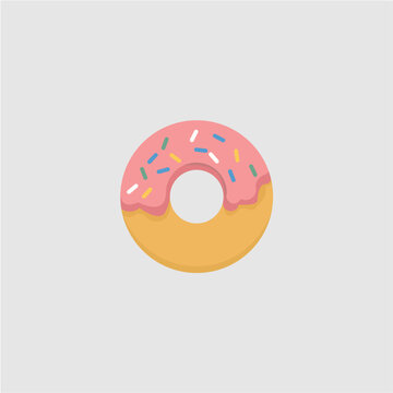 Flat style donut with pink glaze and sprinkles m10.eps
