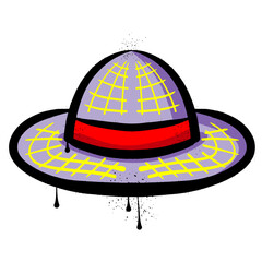 Colorful straw hat graffiti spray