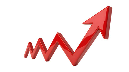 Dynamic red arrow zigzags upwards, representing business growth success