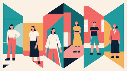 Illustration Of Series Of Perfectly Looped Vertical Frames Showing A Satisfying, Seamless Transition Between Different Outfits Settings Vector Design Template