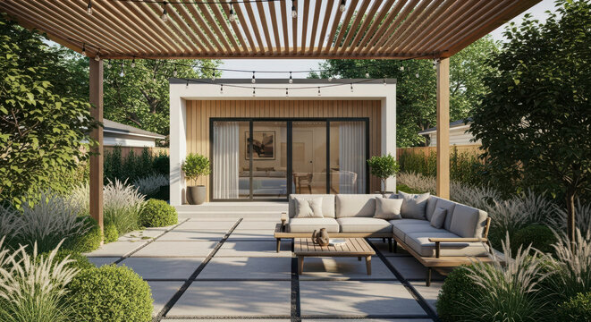 Modern Backyard Studio with Outdoor Living Space