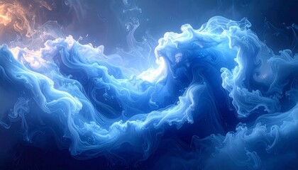 Obraz premium Abstract underwater blue texture background with bubbles, light, and motion