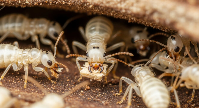 Close Up of Termites Working Together in a Colony