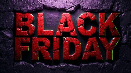 Intense and bold cracked Black Friday text with a dramatic purple background