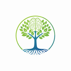 Obraz premium Brain tree logo concept representing intellect, growth, and knowledge expansion