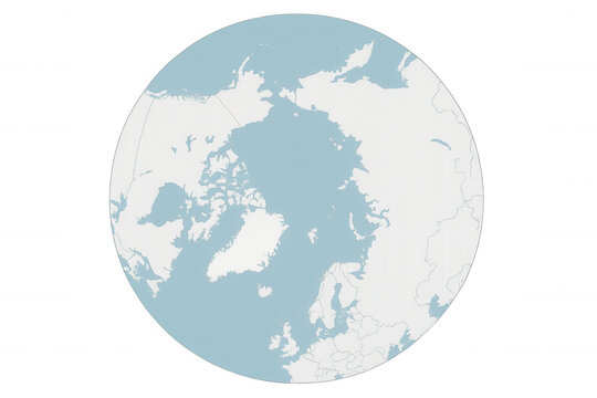 Arctic circle region map showing countries and landmasses surrounding the north pole on globe, transparent background