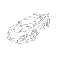 Fototapeta premium Sports Car Line Art – Modern Supercar Outline Vector Illustration
