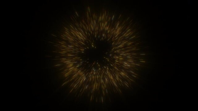 4K Golden Glitter Particle Explosion Abstract Light Burst Background Animation Video. Gold particles isolated on black. Trend effect for motion design, overlays, intros, or festive visuals. Diwali