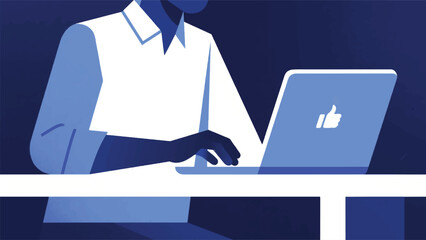 Illustration Of An Individual Closing Their Laptop, And The Last Like Icon Fades Away Like A Tiny Vector Design Template