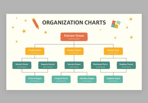 Organization Org Chart Hierarchy Infographic Vector with Cute Education Style for School Teachers
