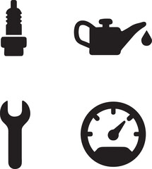 Automotive icons silhouette