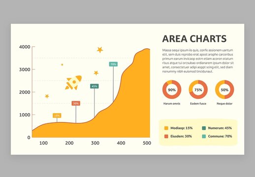 Area Chart Graph Infographic Vector with Cute Education Style for School Teachers