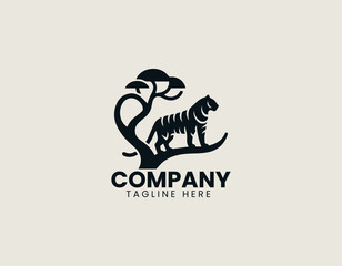Obraz premium Tiger Branch vector logo illustration
