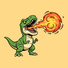 Powerful T-Rex Dinosaur Spitting Huge Fireball Attack