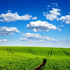 Bright and colorful landscape with open field and sky