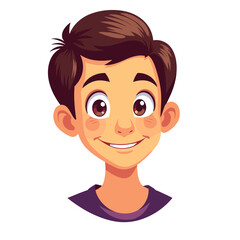 Smiling young boy with short brown hair in illustrated style  