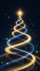 Glowing Spiral Christmas Tree Lights Background.