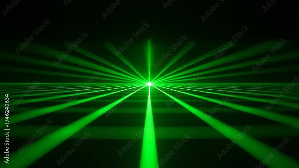 Wall mural pulsating laser grid lines expanding and contracting in mesmerizing slow motion against a dark backg