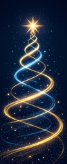 Glowing Spiral Christmas Tree Lights Background.