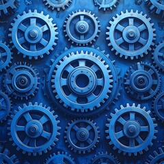 Close-up view of blue gears, mechanical construction