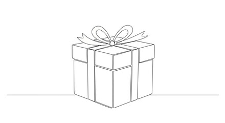Line Art Gift Box Simple Celebration Drawing for Festive Occasions