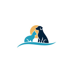 Stylized Logo Depicting a Cat and Dog Silhouette Together
