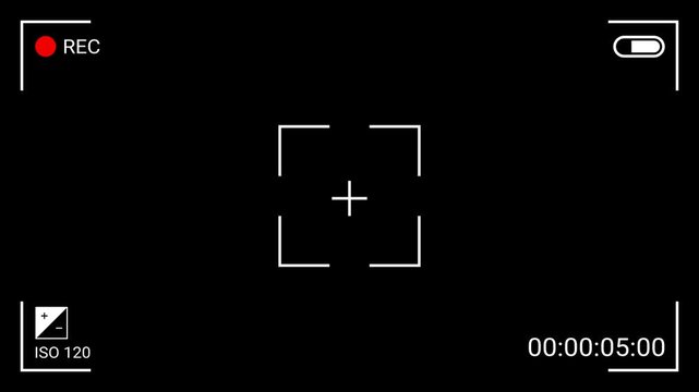 camera viewfinder screen digital display and camera data. 4K camcorder interface for video camera 4k video.