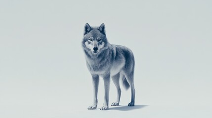 Fototapeta premium Studio Wolf Portrait, White Background, Calm Pose, Wildlife