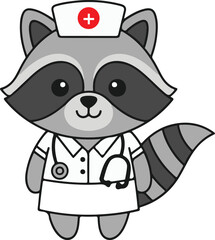 A cartoon raccoon 