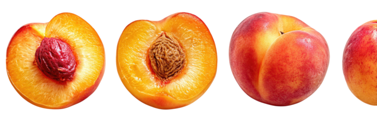 Four peach halves, two whole peaches