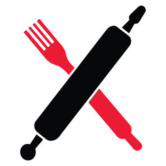 Rolling Pin Combined with Fork Cooking Symbol