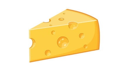 Vector illustration of a triangular slice of cheese with holes, perfect for culinary or dairy themes, white background